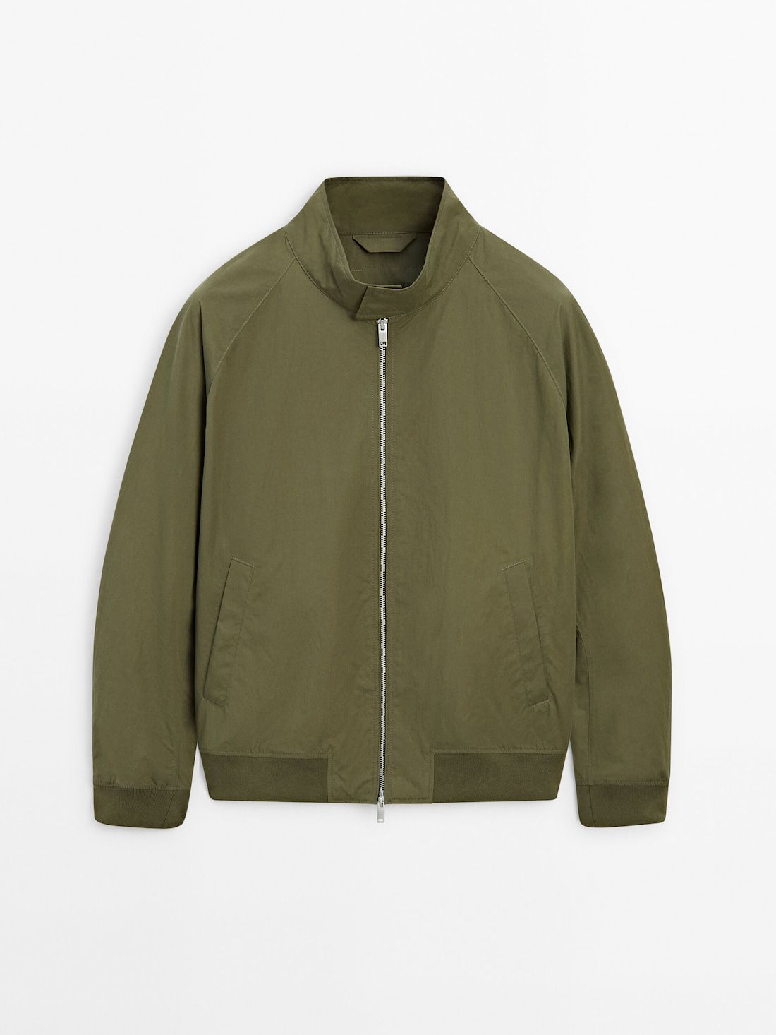 Massimo Dutti Cotton Blend Men Bomber Jacket Green | US-PU9613872