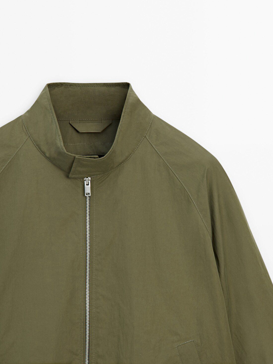 Massimo Dutti Cotton Blend Men Bomber Jacket Green | US-PU9613872