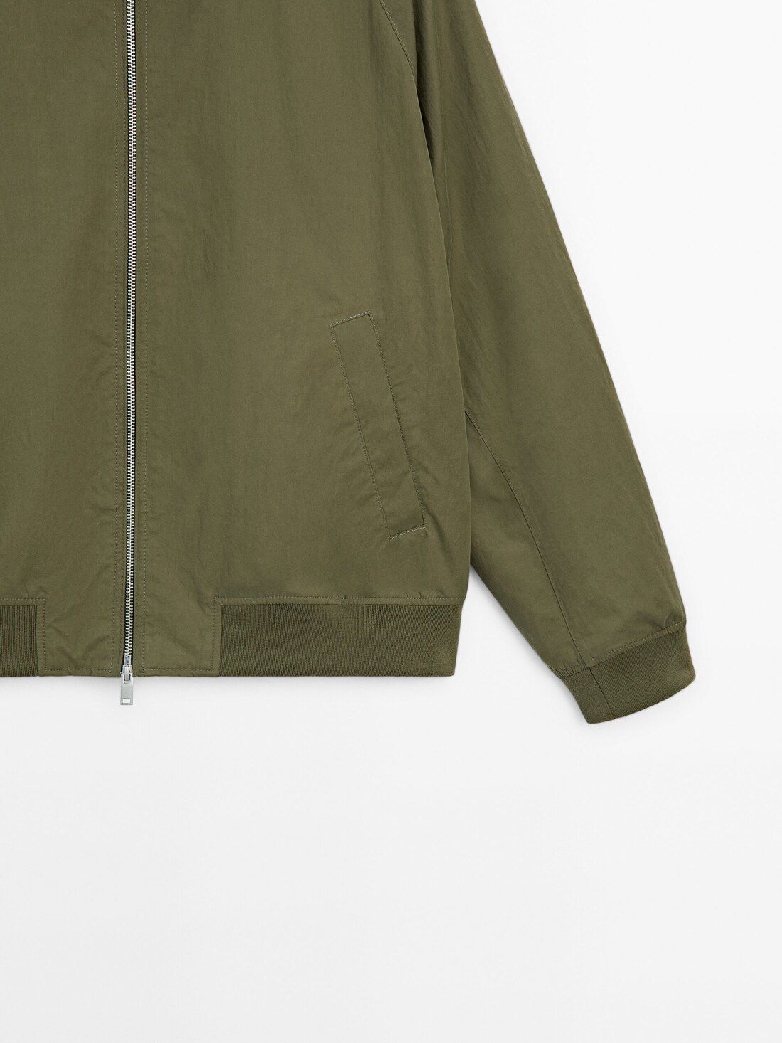 Massimo Dutti Cotton Blend Men Bomber Jacket Green | US-PU9613872