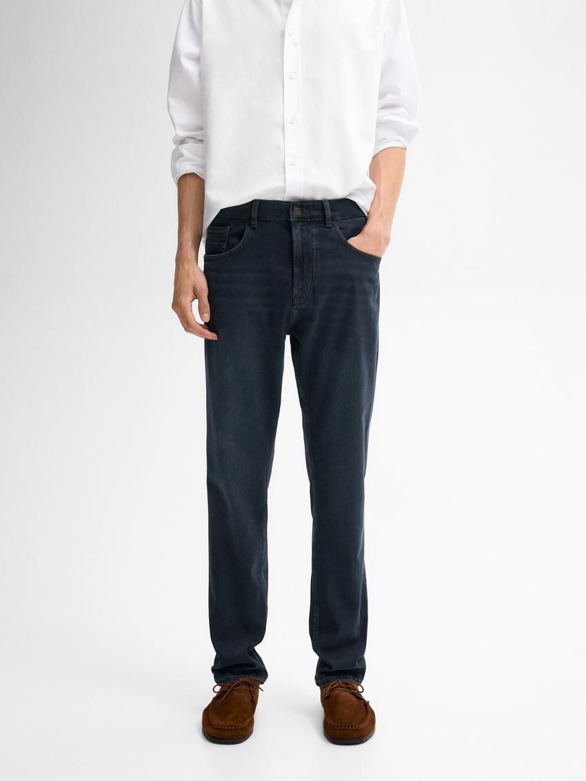 Massimo Dutti Cotton Blend Men Jeans Navy | US-ID3465178