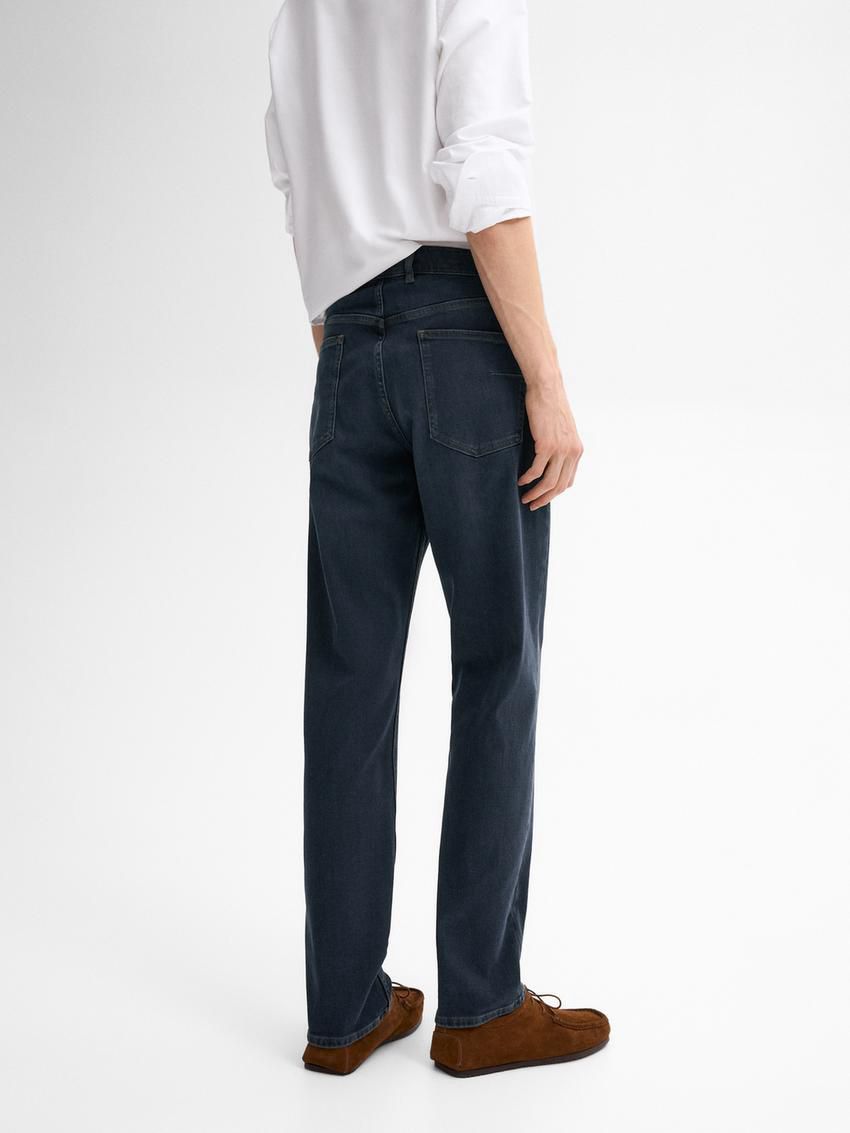 Massimo Dutti Cotton Blend Men Jeans Navy | US-ID3465178