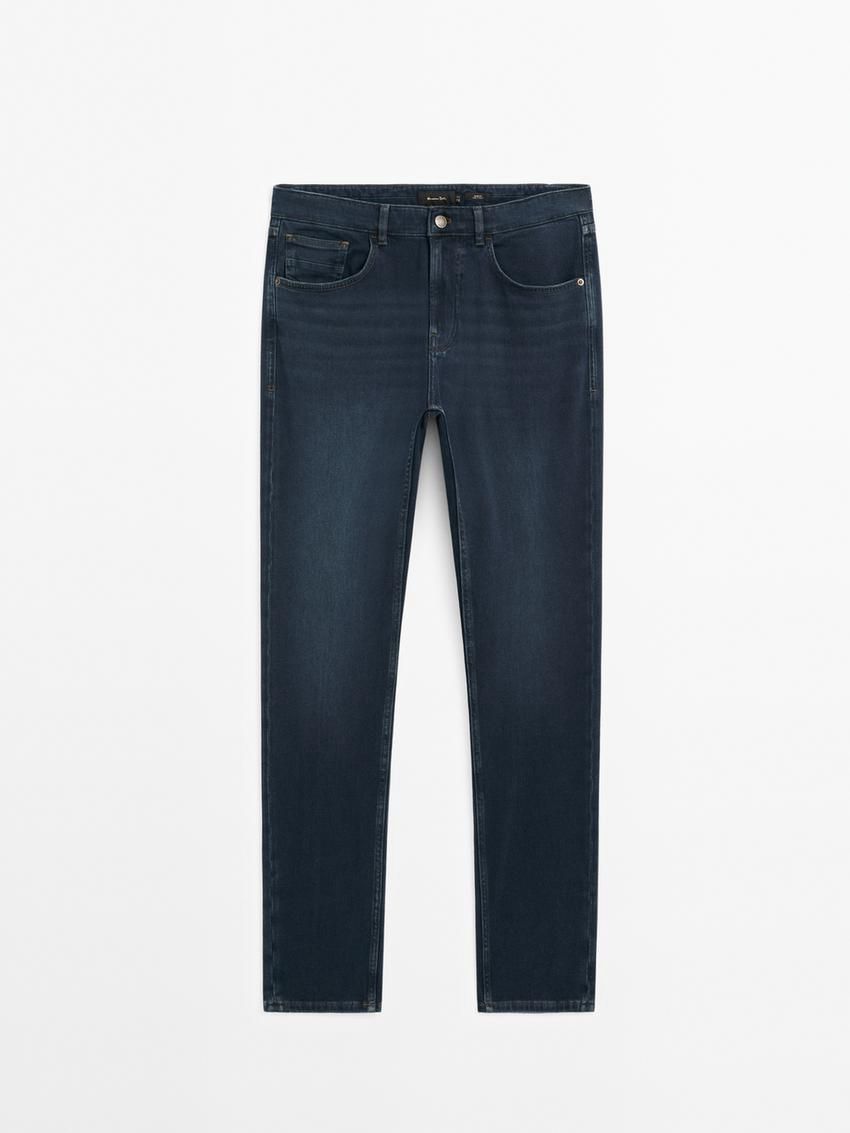 Massimo Dutti Cotton Blend Men Jeans Navy | US-ID3465178