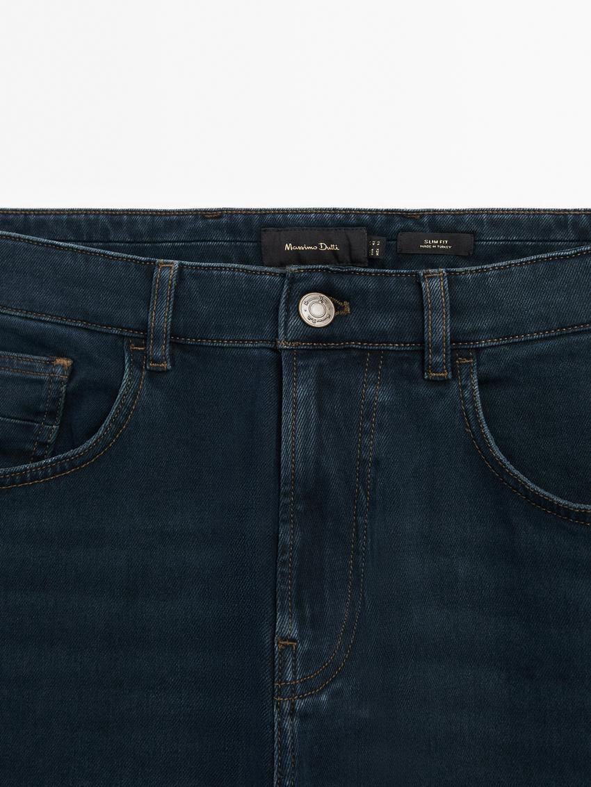 Massimo Dutti Cotton Blend Men Jeans Navy | US-ID3465178