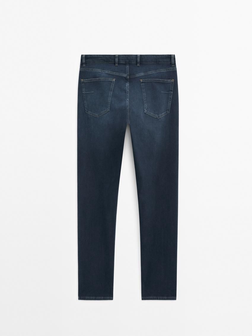 Massimo Dutti Cotton Blend Men Jeans Navy | US-ID3465178