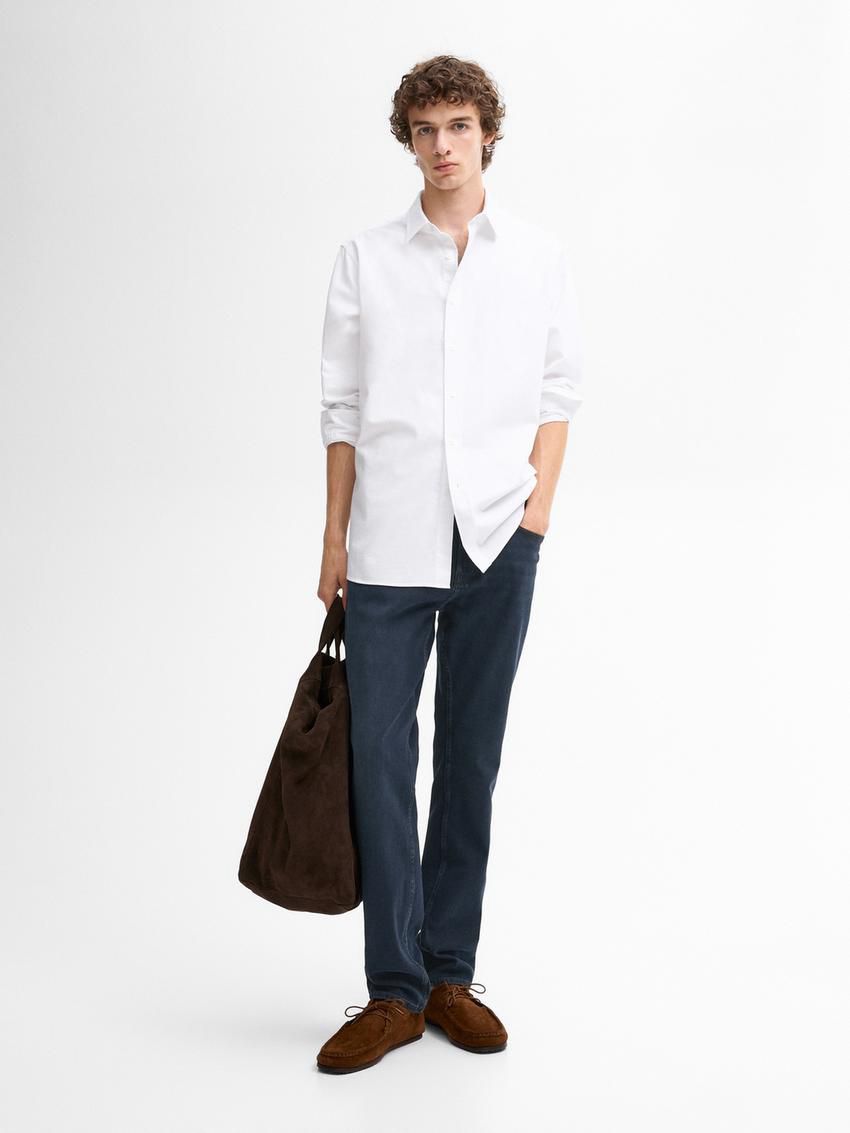 Massimo Dutti Cotton Blend Men Jeans Navy | US-ID3465178