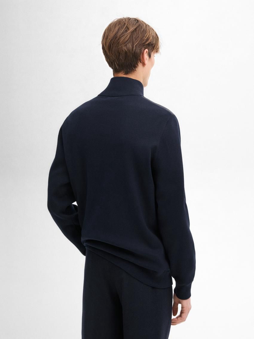 Massimo Dutti Cotton Blend Men Puffer Jacket Navy | US-OP7518632