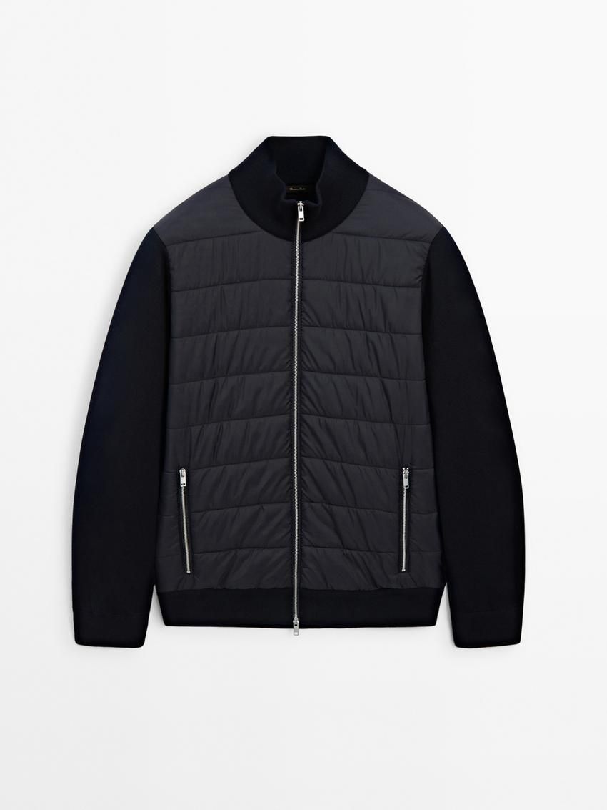 Massimo Dutti Cotton Blend Men Puffer Jacket Navy | US-OP7518632