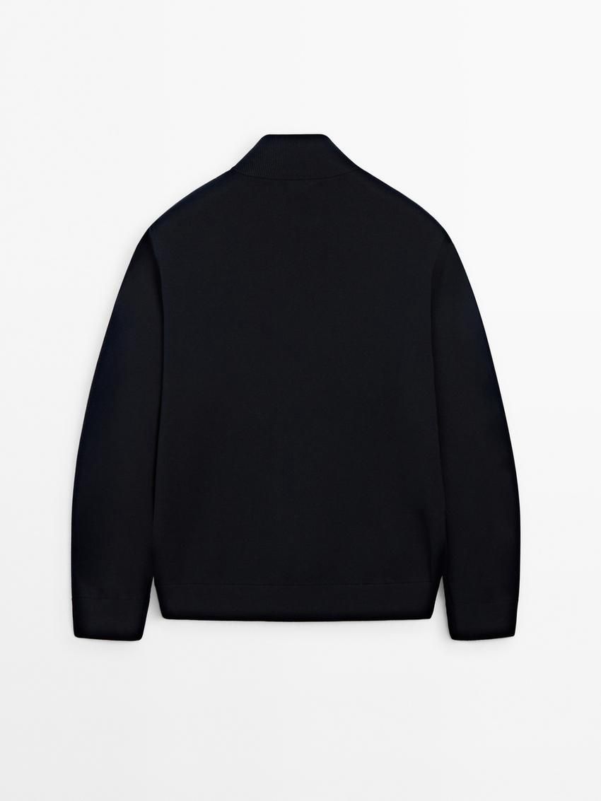 Massimo Dutti Cotton Blend Men Puffer Jacket Navy | US-OP7518632