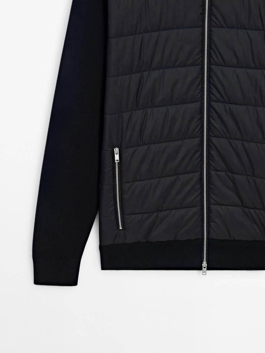 Massimo Dutti Cotton Blend Men Puffer Jacket Navy | US-OP7518632