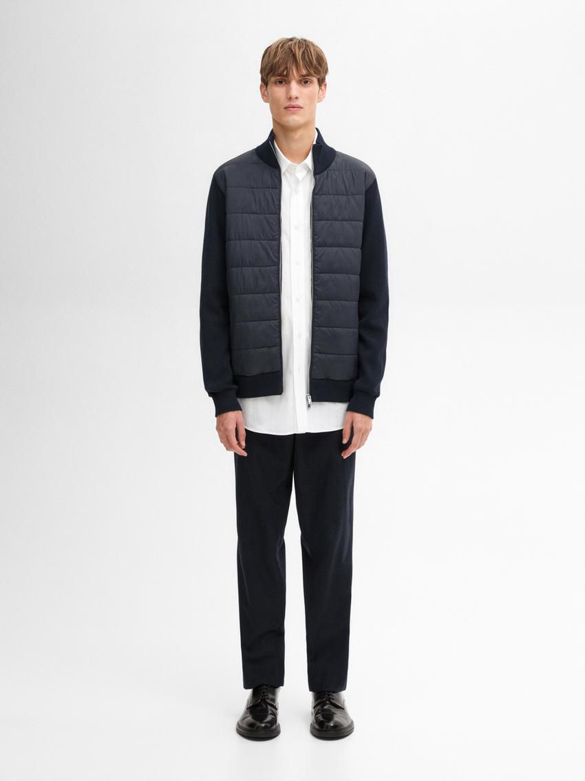 Massimo Dutti Cotton Blend Men Puffer Jacket Navy | US-OP7518632
