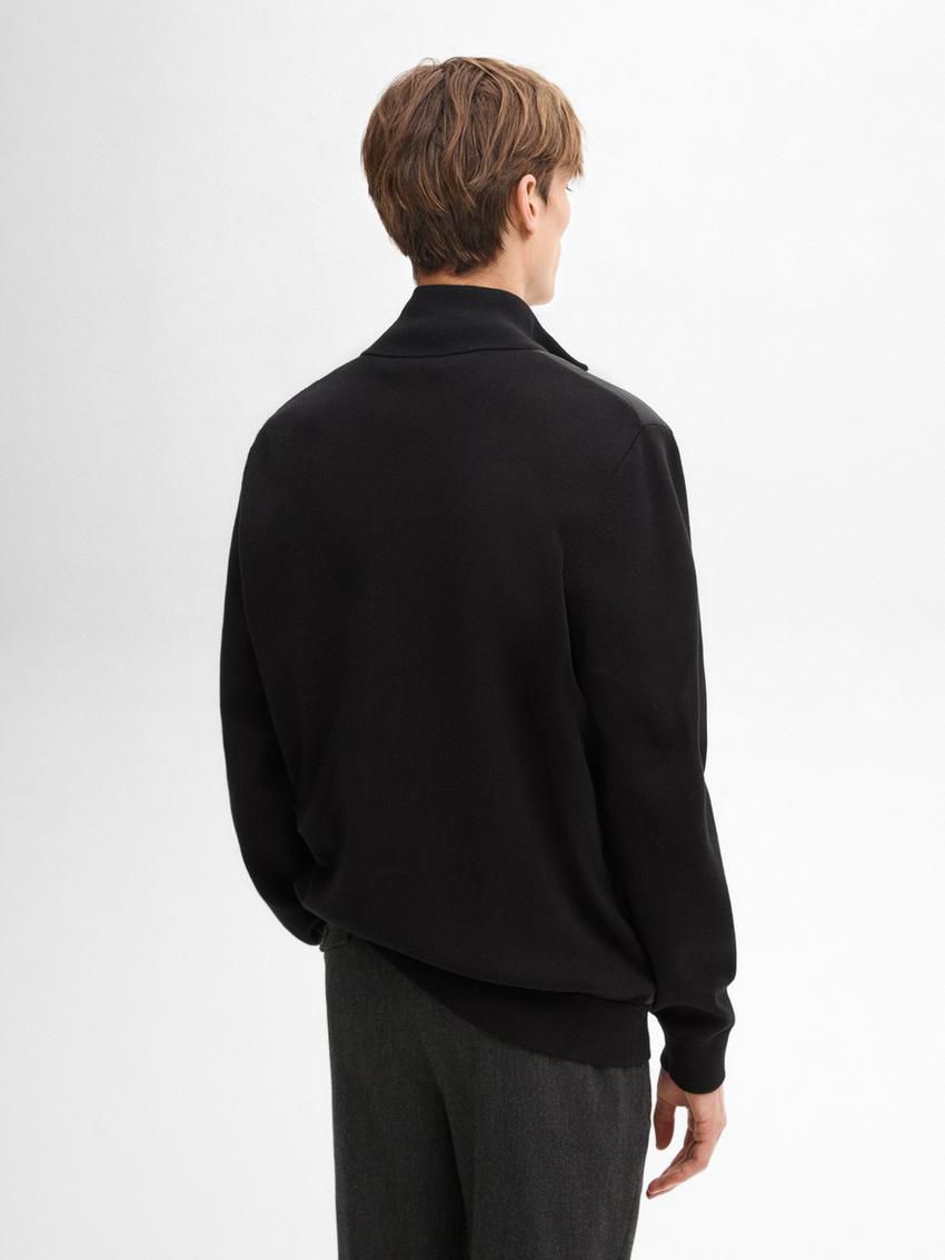 Massimo Dutti Cotton Blend Men Puffer Jacket Black | US-MW6957834