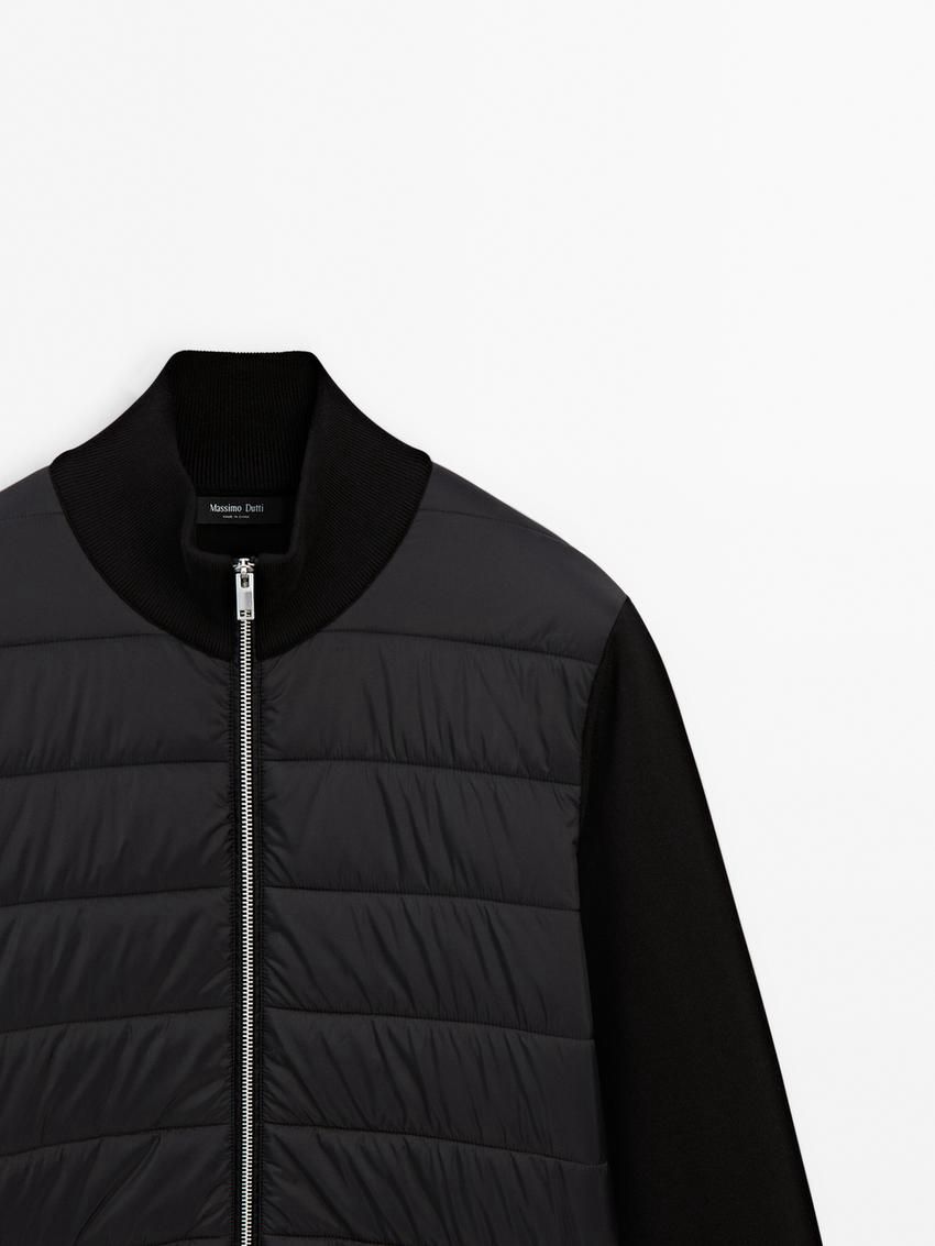 Massimo Dutti Cotton Blend Men Puffer Jacket Black | US-MW6957834