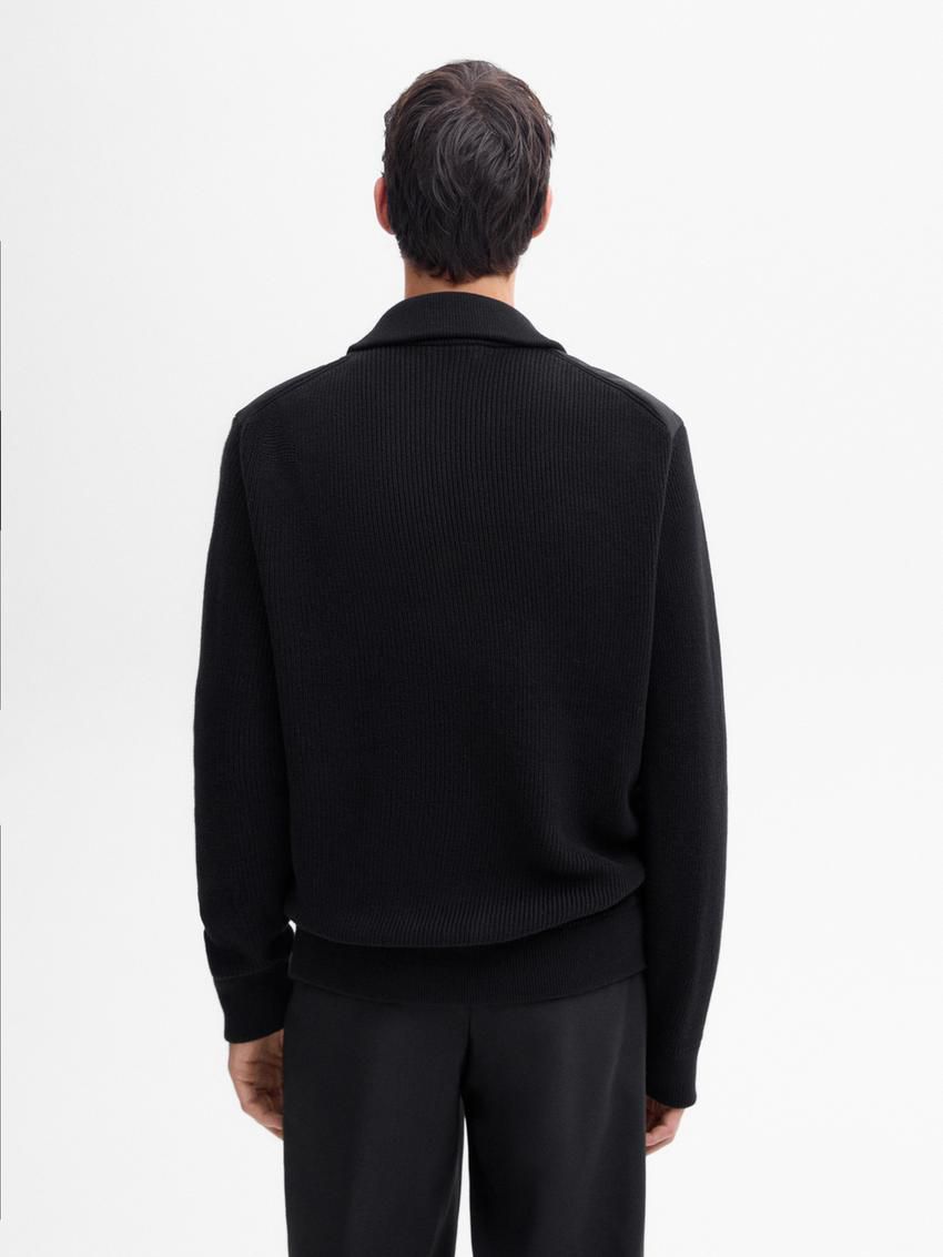 Massimo Dutti Cotton Blend Men Puffer Jacket Black | US-UF7891506