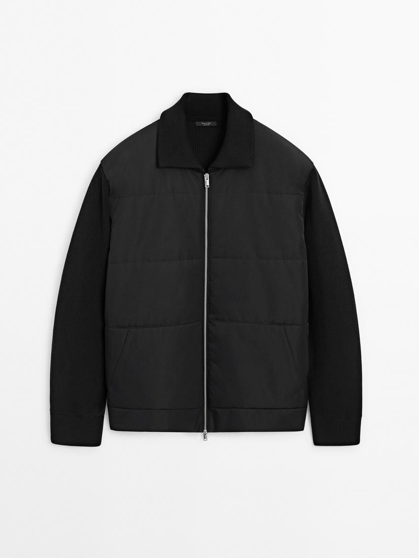 Massimo Dutti Cotton Blend Men Puffer Jacket Black | US-UF7891506