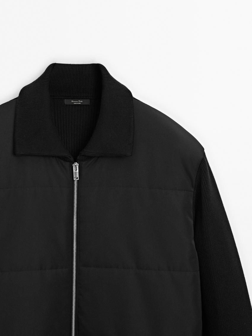 Massimo Dutti Cotton Blend Men Puffer Jacket Black | US-UF7891506