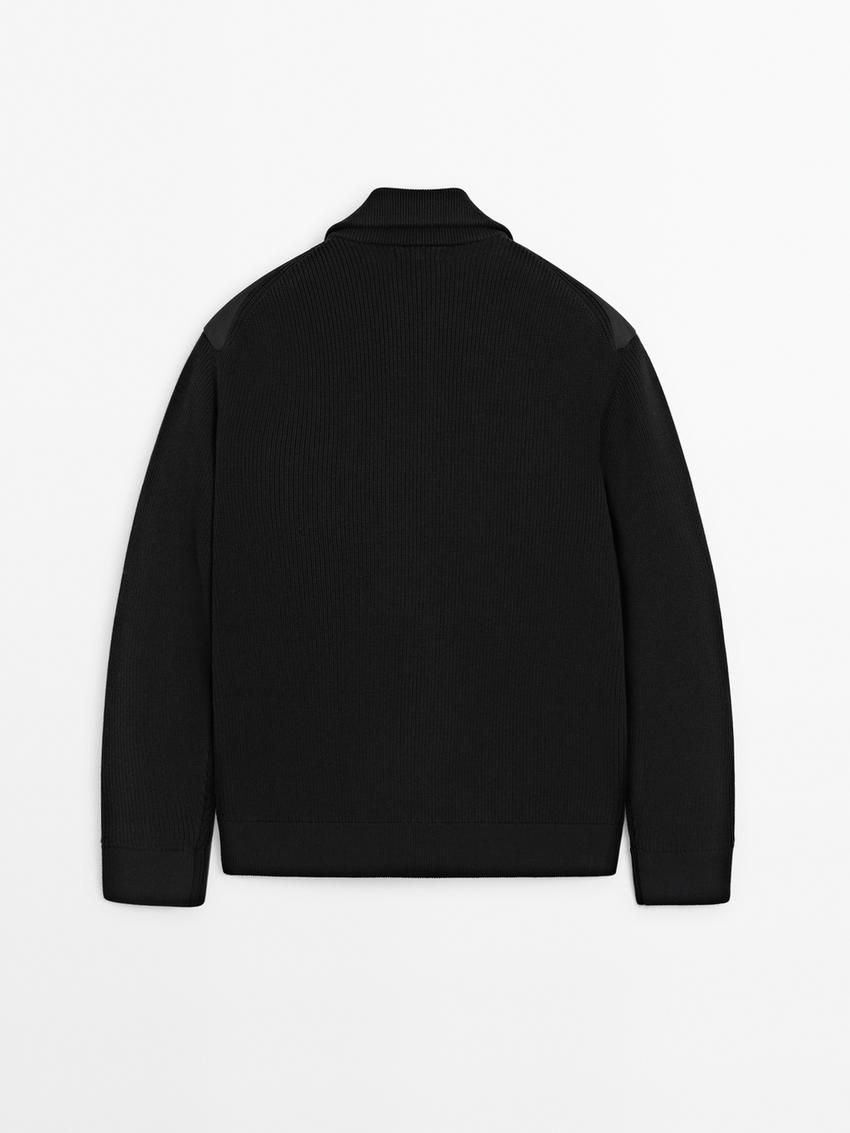 Massimo Dutti Cotton Blend Men Puffer Jacket Black | US-UF7891506