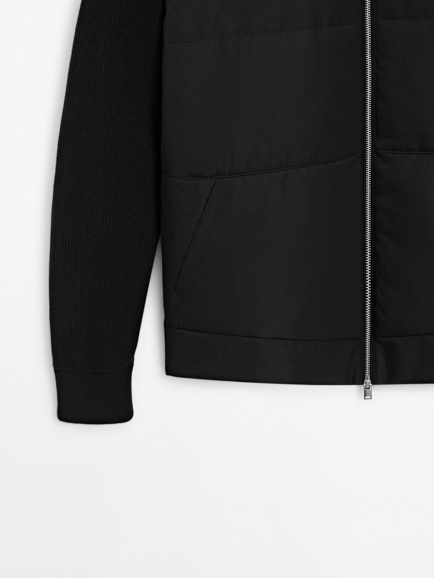 Massimo Dutti Cotton Blend Men Puffer Jacket Black | US-UF7891506