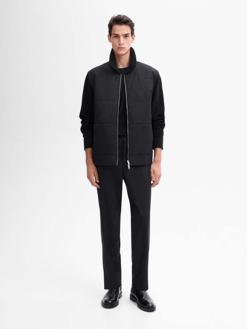 Massimo Dutti Cotton Blend Men Puffer Jacket Black | US-UF7891506