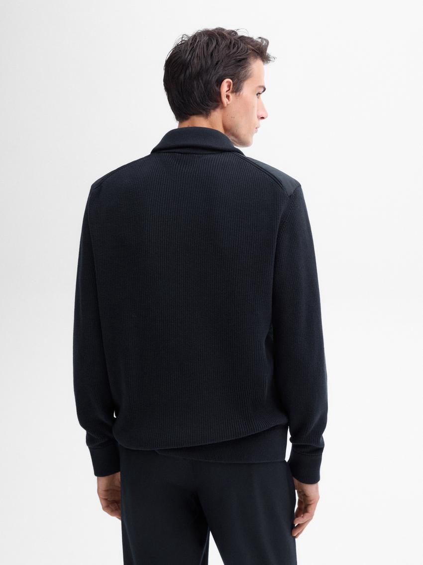 Massimo Dutti Cotton Blend Men Puffer Jacket Navy | US-BO1594638