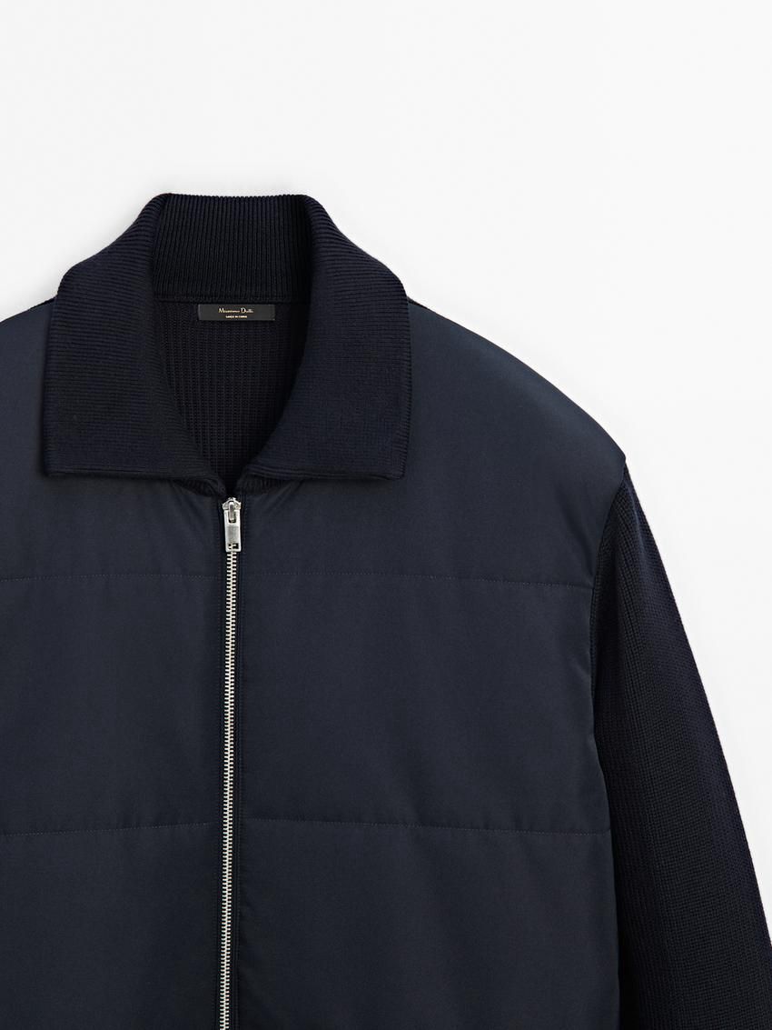 Massimo Dutti Cotton Blend Men Puffer Jacket Navy | US-BO1594638