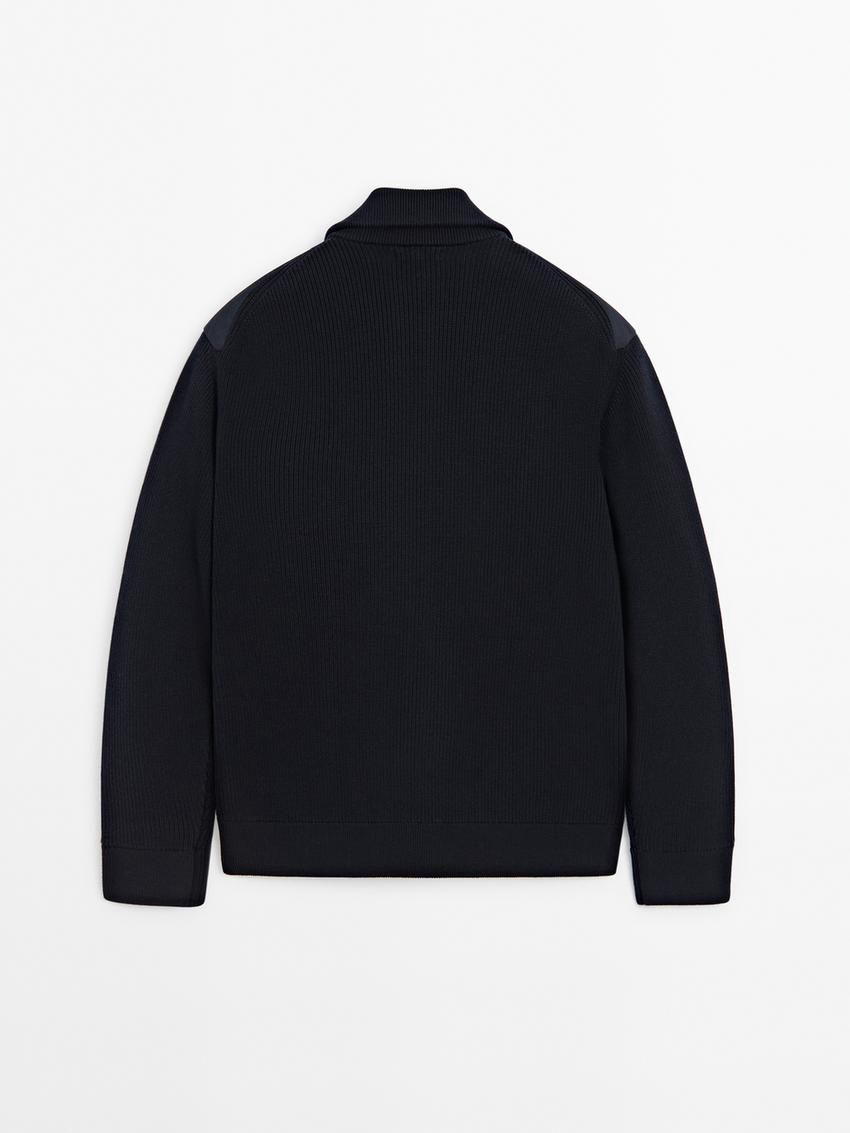 Massimo Dutti Cotton Blend Men Puffer Jacket Navy | US-BO1594638