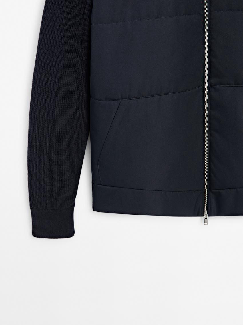 Massimo Dutti Cotton Blend Men Puffer Jacket Navy | US-BO1594638