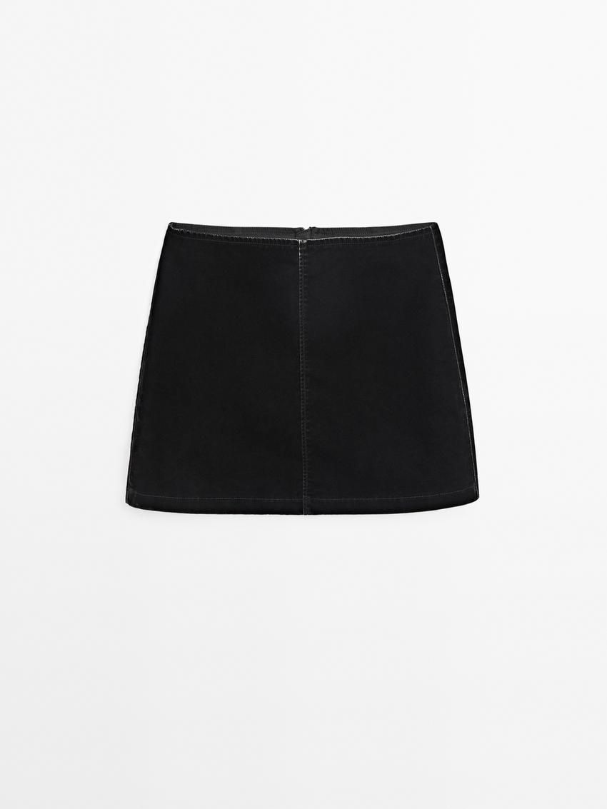 Massimo Dutti Cotton Blend Mini Women Skirts Black | US-IO5209374