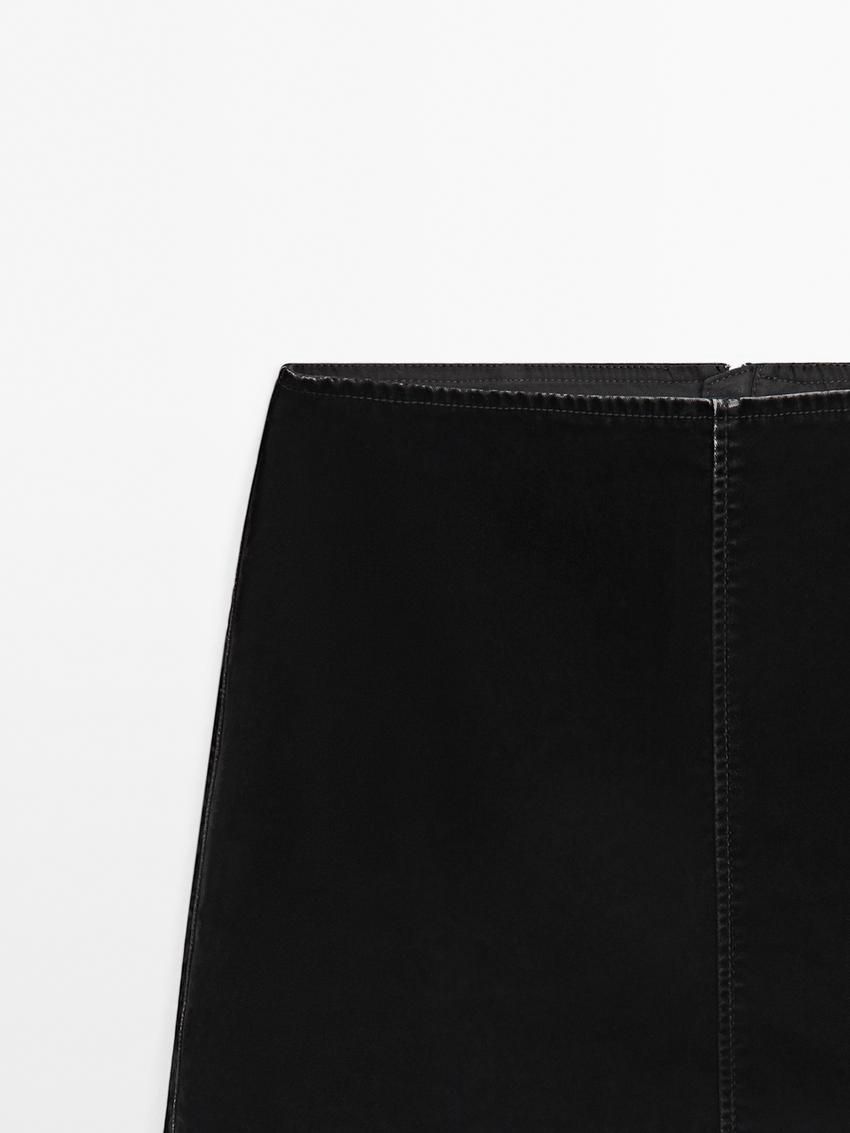Massimo Dutti Cotton Blend Mini Women Skirts Black | US-IO5209374
