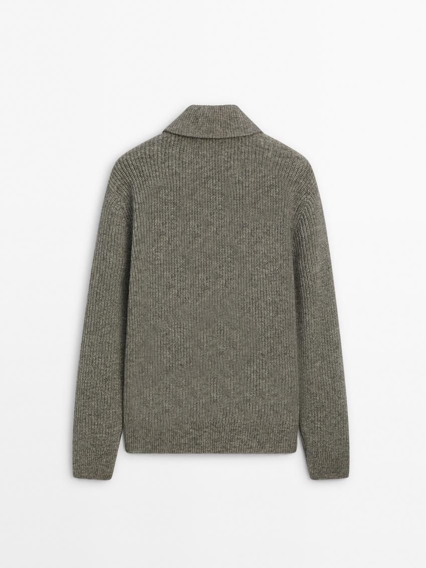 Massimo Dutti Cotton Blend Mock Neck Knit Men Sweater Grey | US-FE4719856
