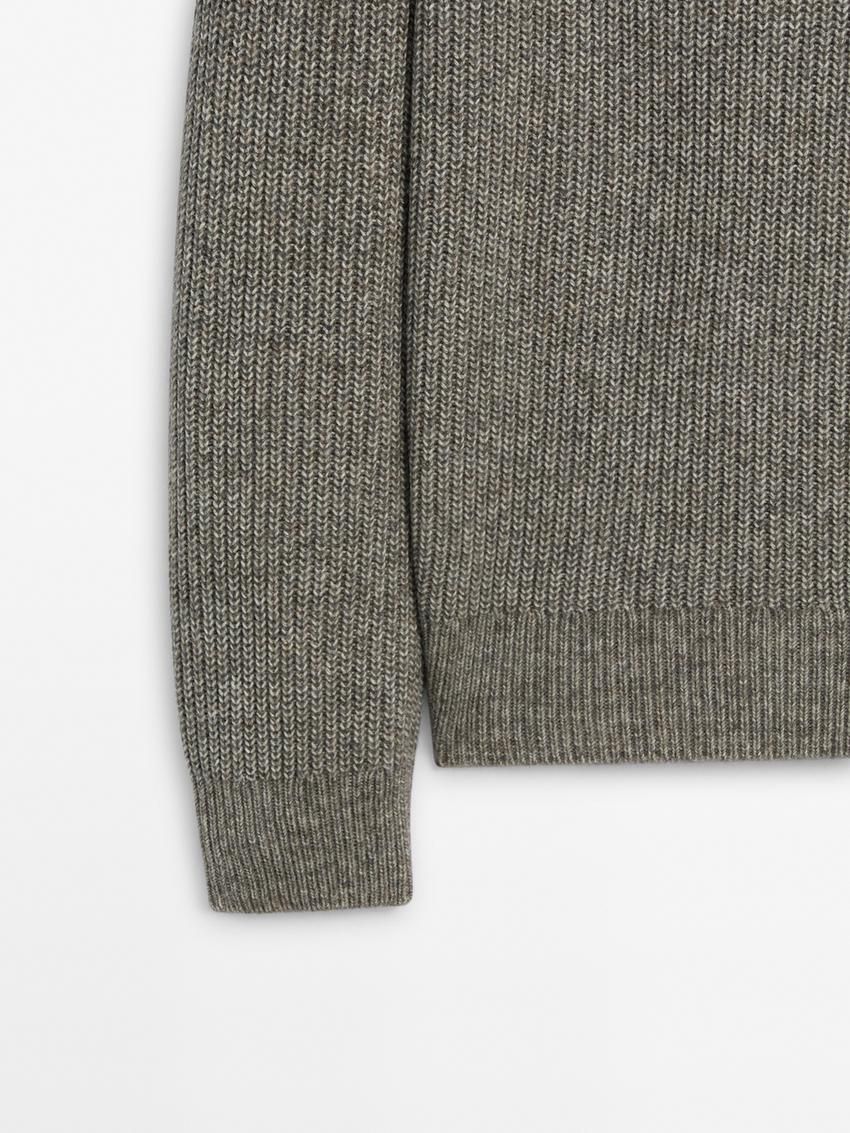 Massimo Dutti Cotton Blend Mock Neck Knit Men Sweater Grey | US-FE4719856