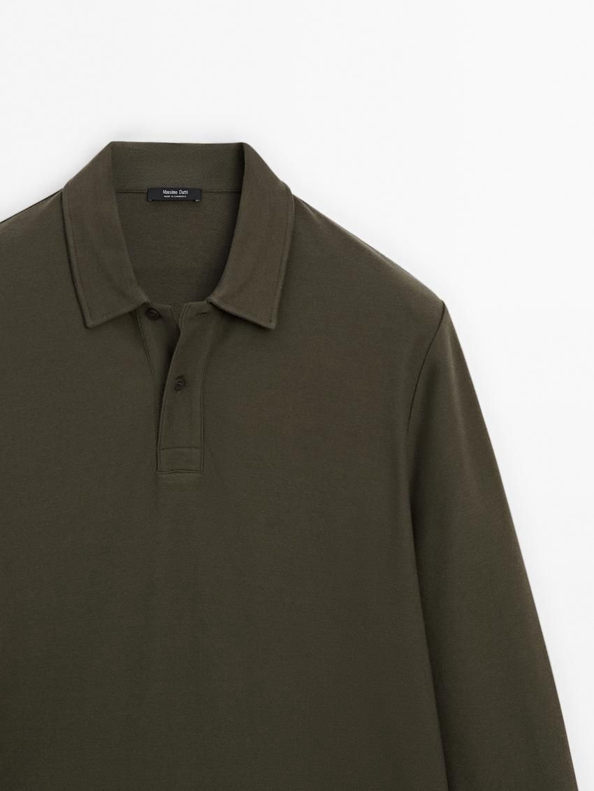 Massimo Dutti Cotton Blend Polo Knit Men Jumpers Dark Khaki | US-FC7915640