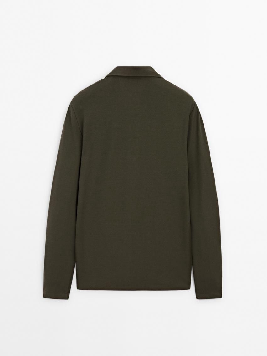Massimo Dutti Cotton Blend Polo Knit Men Jumpers Dark Khaki | US-FC7915640