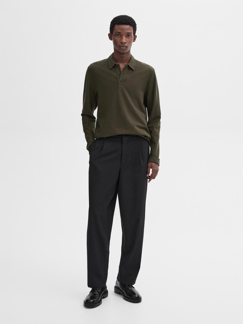 Massimo Dutti Cotton Blend Polo Knit Men Jumpers Dark Khaki | US-FC7915640