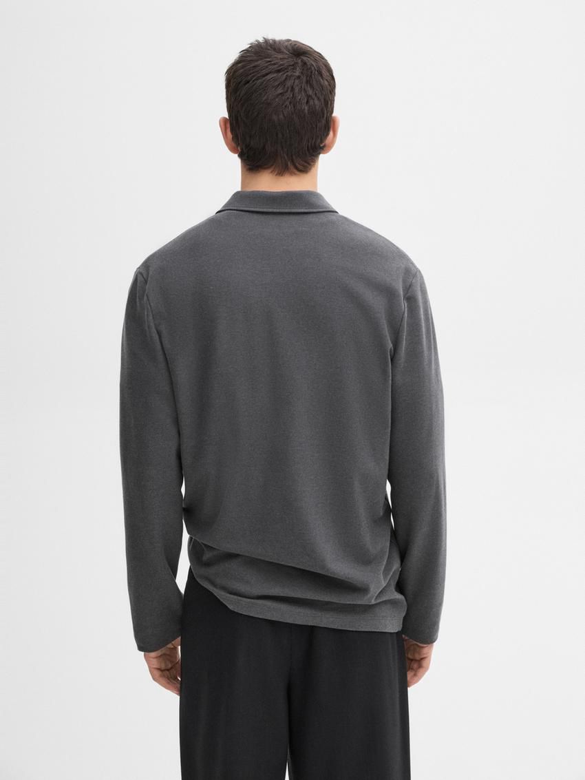 Massimo Dutti Cotton Blend Polo Knit Men Jumpers Dark Grey | US-ZF2893104
