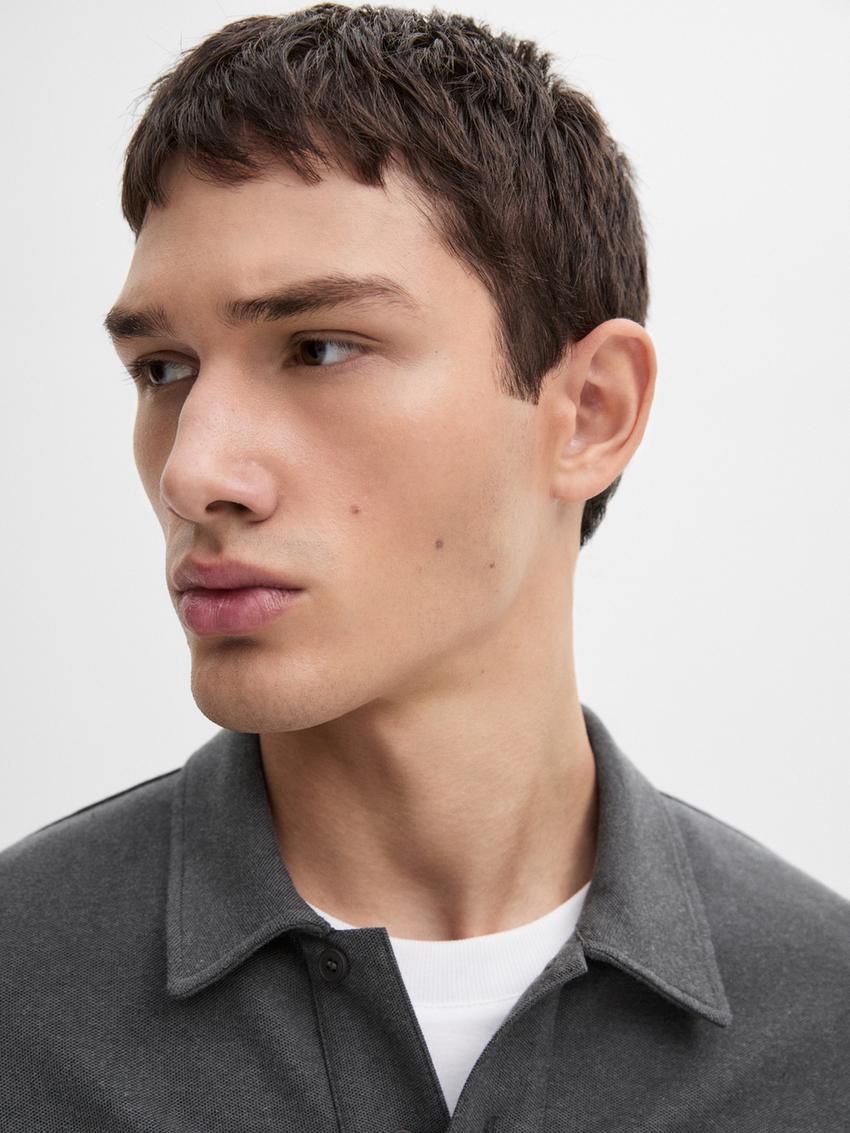 Massimo Dutti Cotton Blend Polo Knit Men Jumpers Dark Grey | US-ZF2893104
