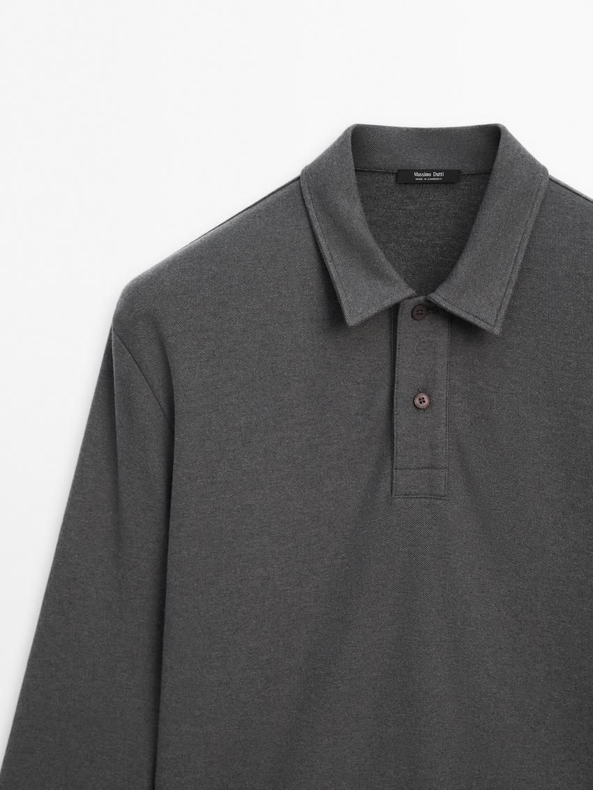 Massimo Dutti Cotton Blend Polo Knit Men Jumpers Dark Grey | US-ZF2893104
