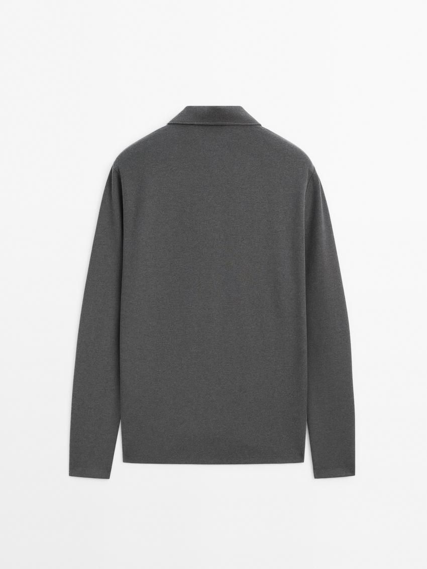 Massimo Dutti Cotton Blend Polo Knit Men Jumpers Dark Grey | US-ZF2893104