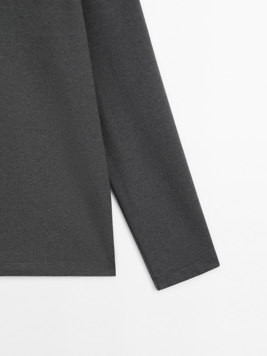 Massimo Dutti Cotton Blend Polo Knit Men Jumpers Dark Grey | US-ZF2893104