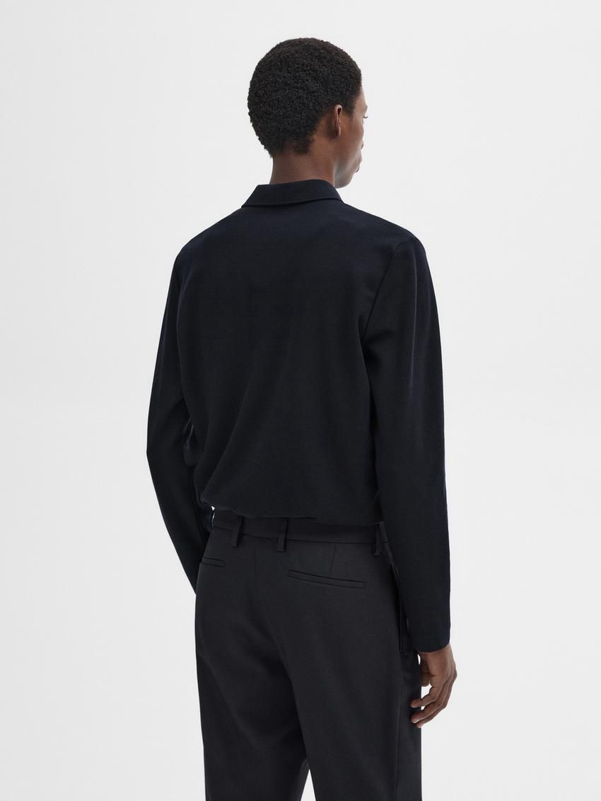 Massimo Dutti Cotton Blend Polo Knit Men Jumpers Navy | US-YN3954678