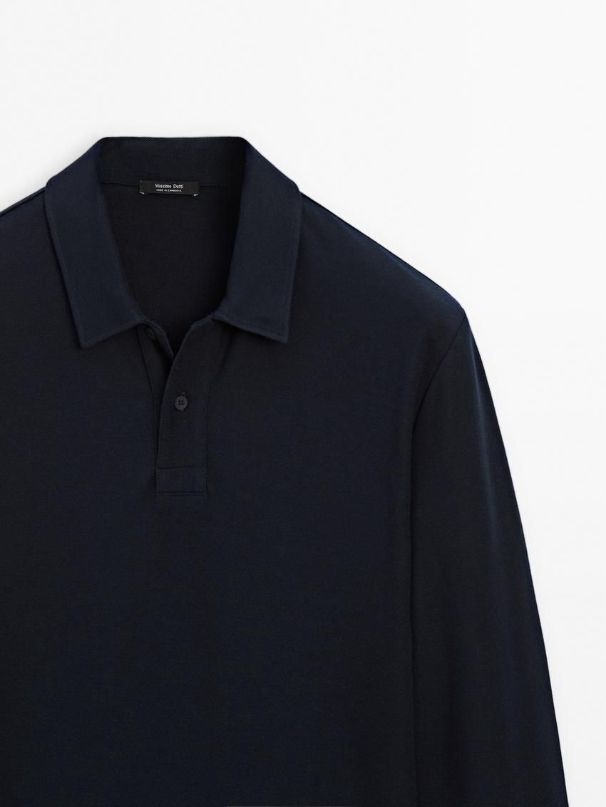 Massimo Dutti Cotton Blend Polo Knit Men Jumpers Navy | US-YN3954678