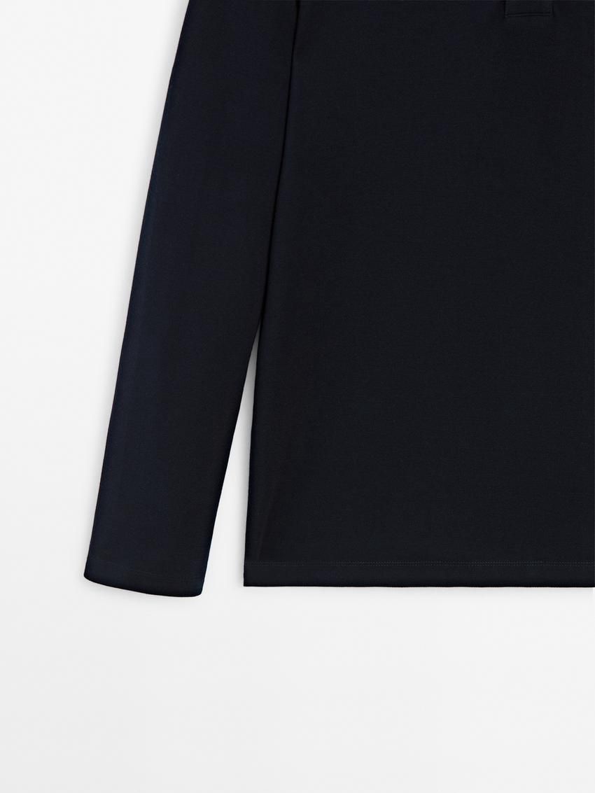 Massimo Dutti Cotton Blend Polo Knit Men Jumpers Navy | US-YN3954678