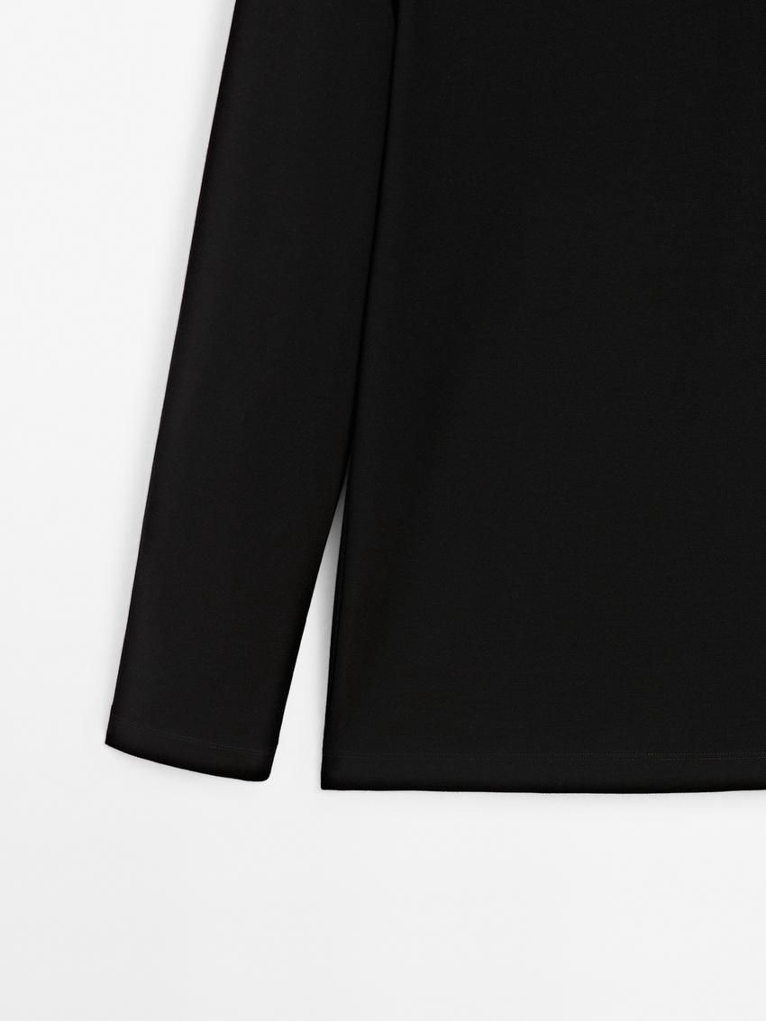 Massimo Dutti Cotton Blend Polo Knit Men Jumpers Black | US-NO0924816