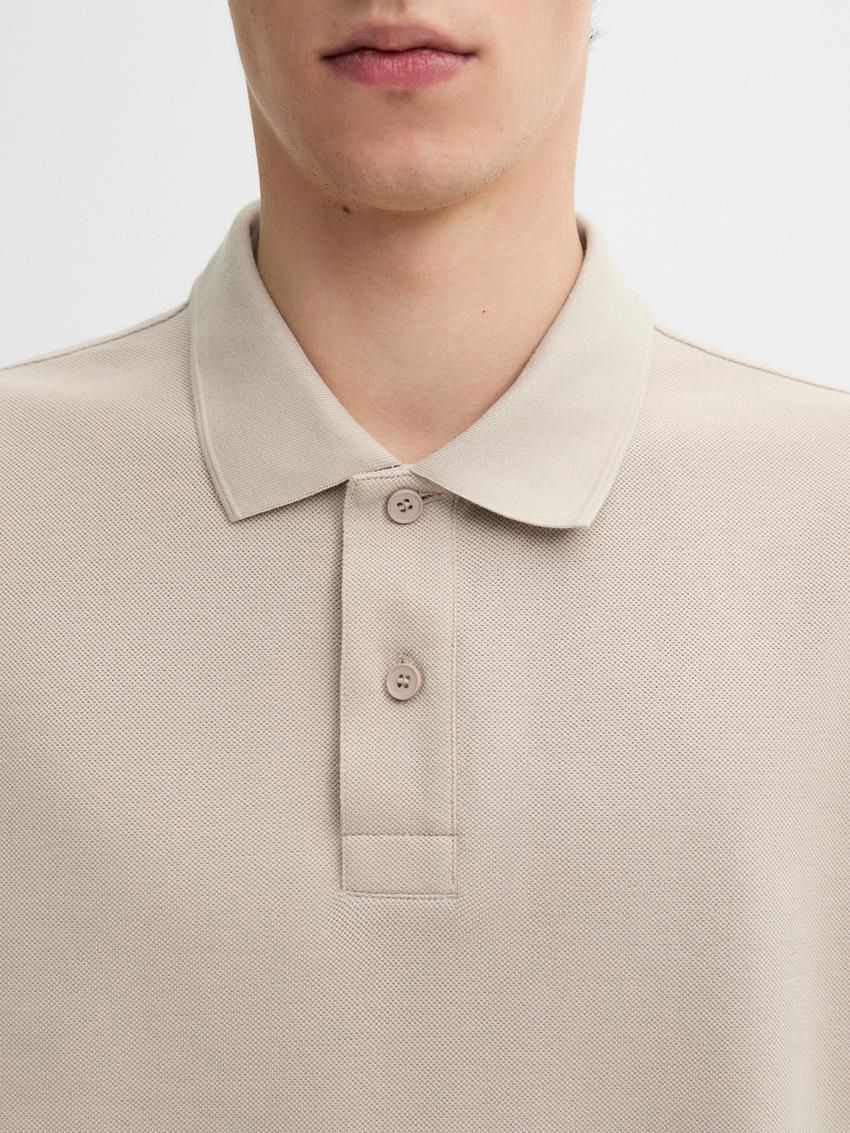 Massimo Dutti Cotton Blend Polo Knit Men Jumpers Beige | US-OW9726318