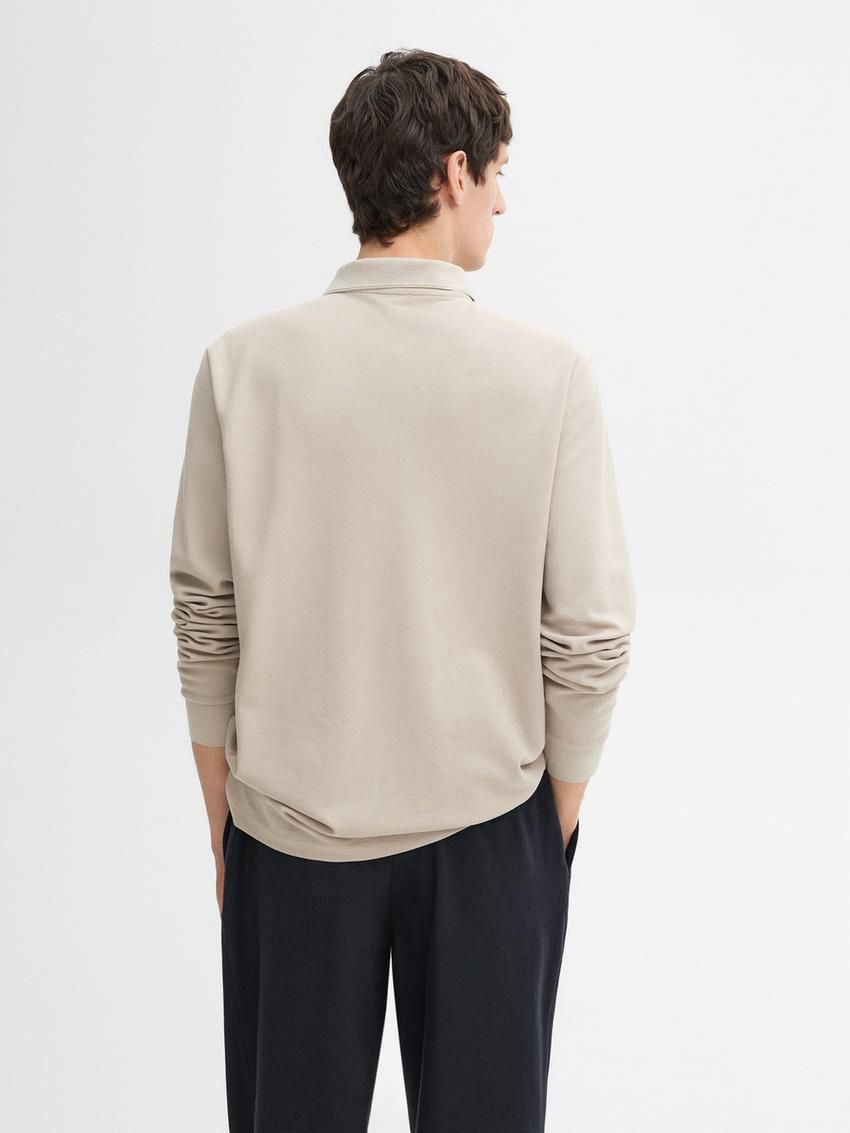 Massimo Dutti Cotton Blend Polo Knit Men Jumpers Beige | US-OW9726318