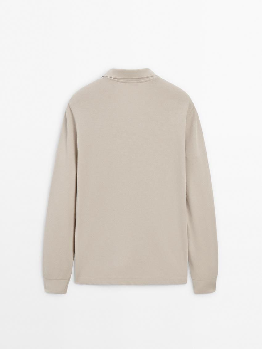 Massimo Dutti Cotton Blend Polo Knit Men Jumpers Beige | US-OW9726318