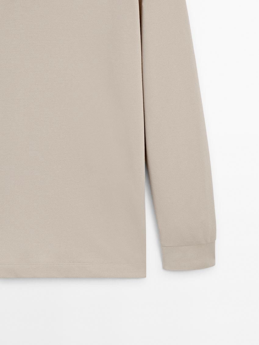 Massimo Dutti Cotton Blend Polo Knit Men Jumpers Beige | US-OW9726318