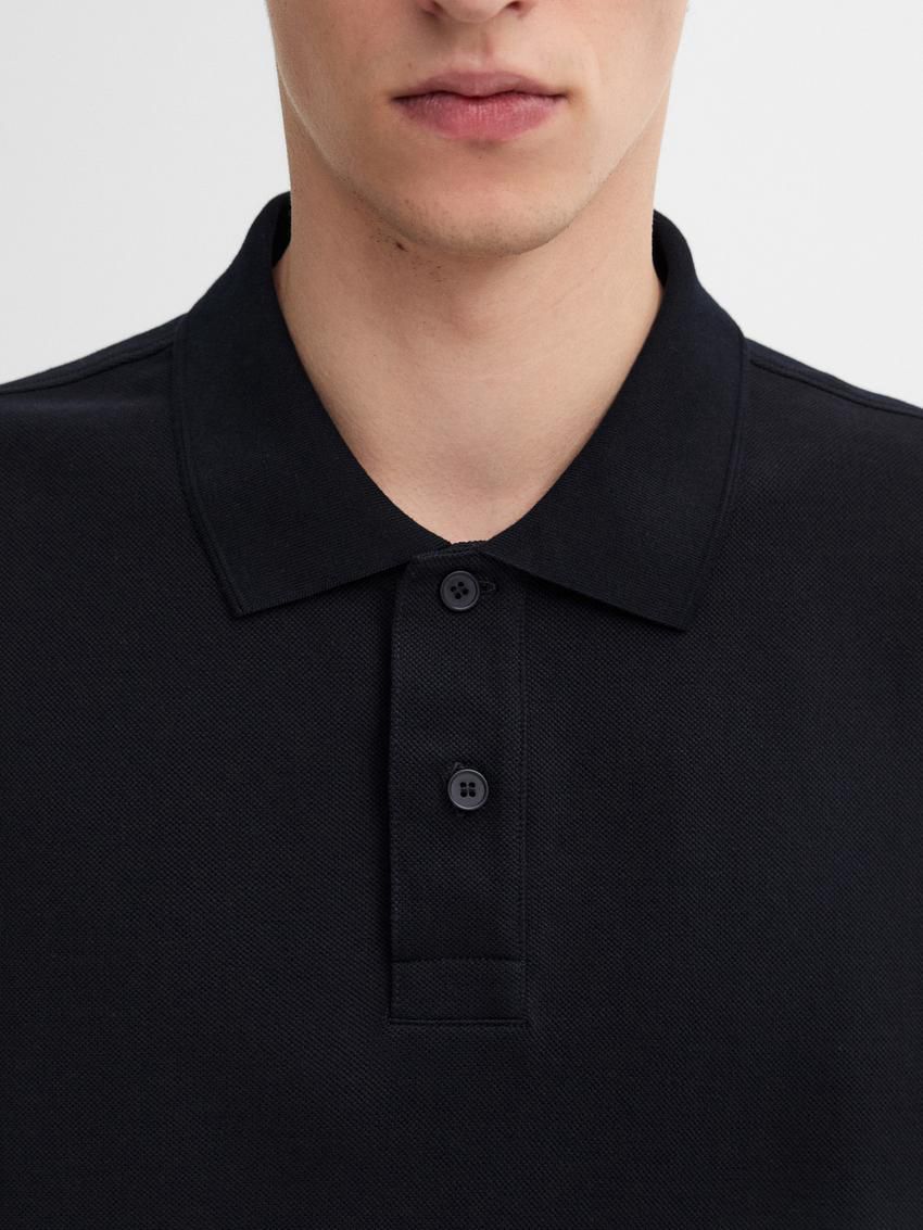 Massimo Dutti Cotton Blend Polo Knit Men Jumpers Navy | US-PR8147693
