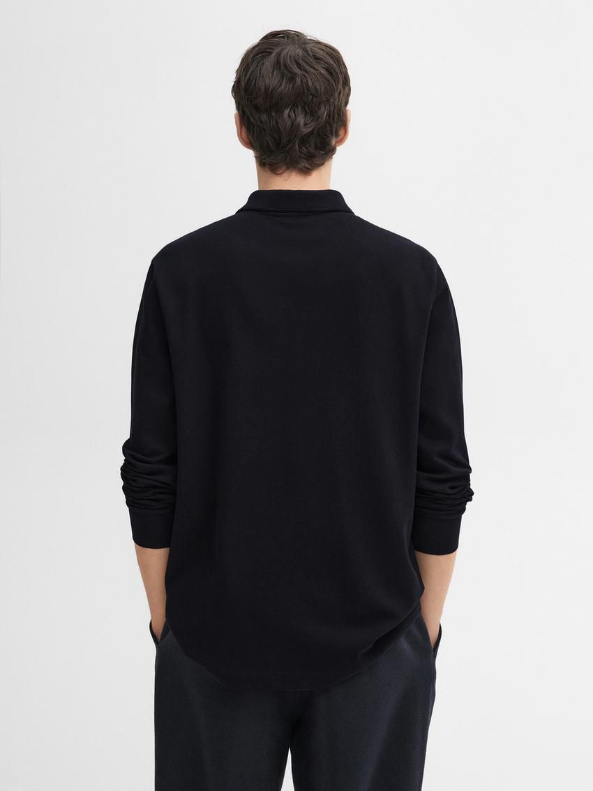 Massimo Dutti Cotton Blend Polo Knit Men Jumpers Navy | US-PR8147693