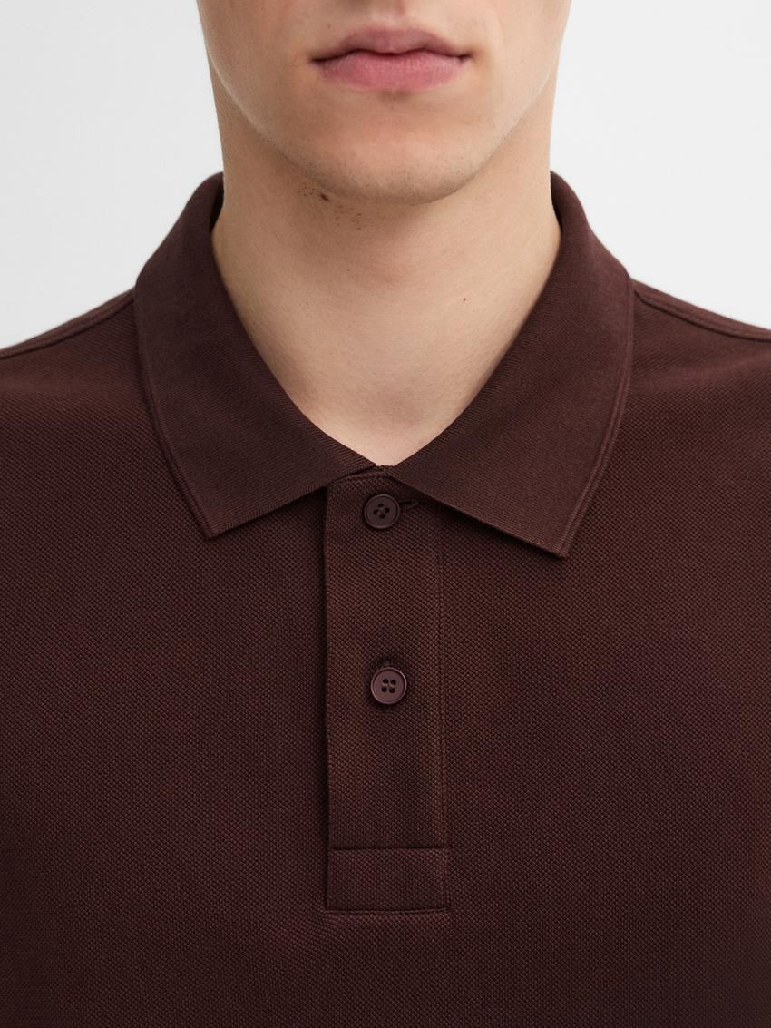 Massimo Dutti Cotton Blend Polo Knit Men Jumpers Brown Red | US-PW7849325