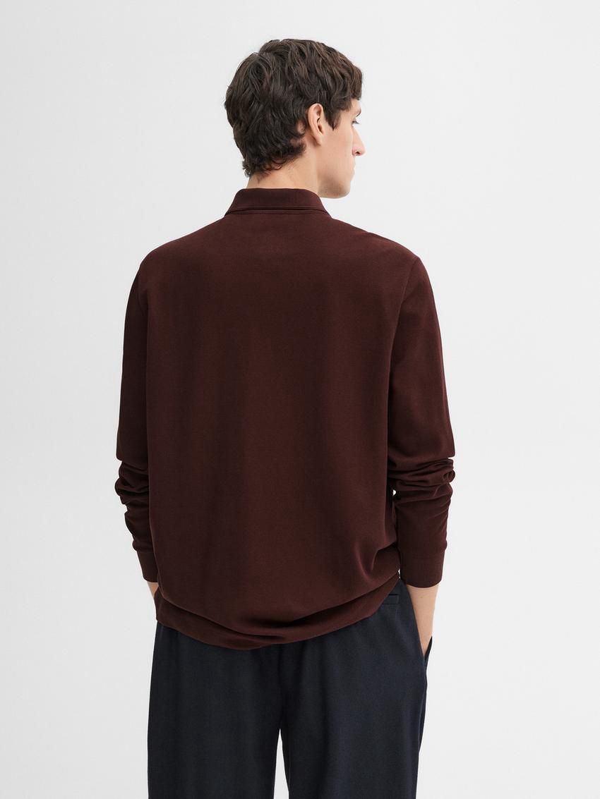 Massimo Dutti Cotton Blend Polo Knit Men Jumpers Brown Red | US-PW7849325